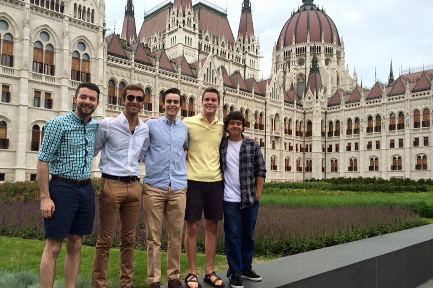 students in front of a cathedral