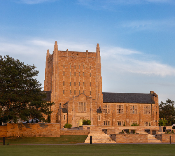 Photograph of McFarlin Library during golden hour