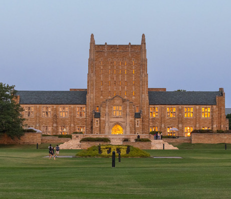 Photograph of McFarlin Library during golden hour